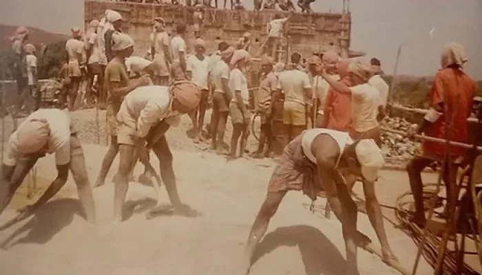 Workers participating in the constructio
